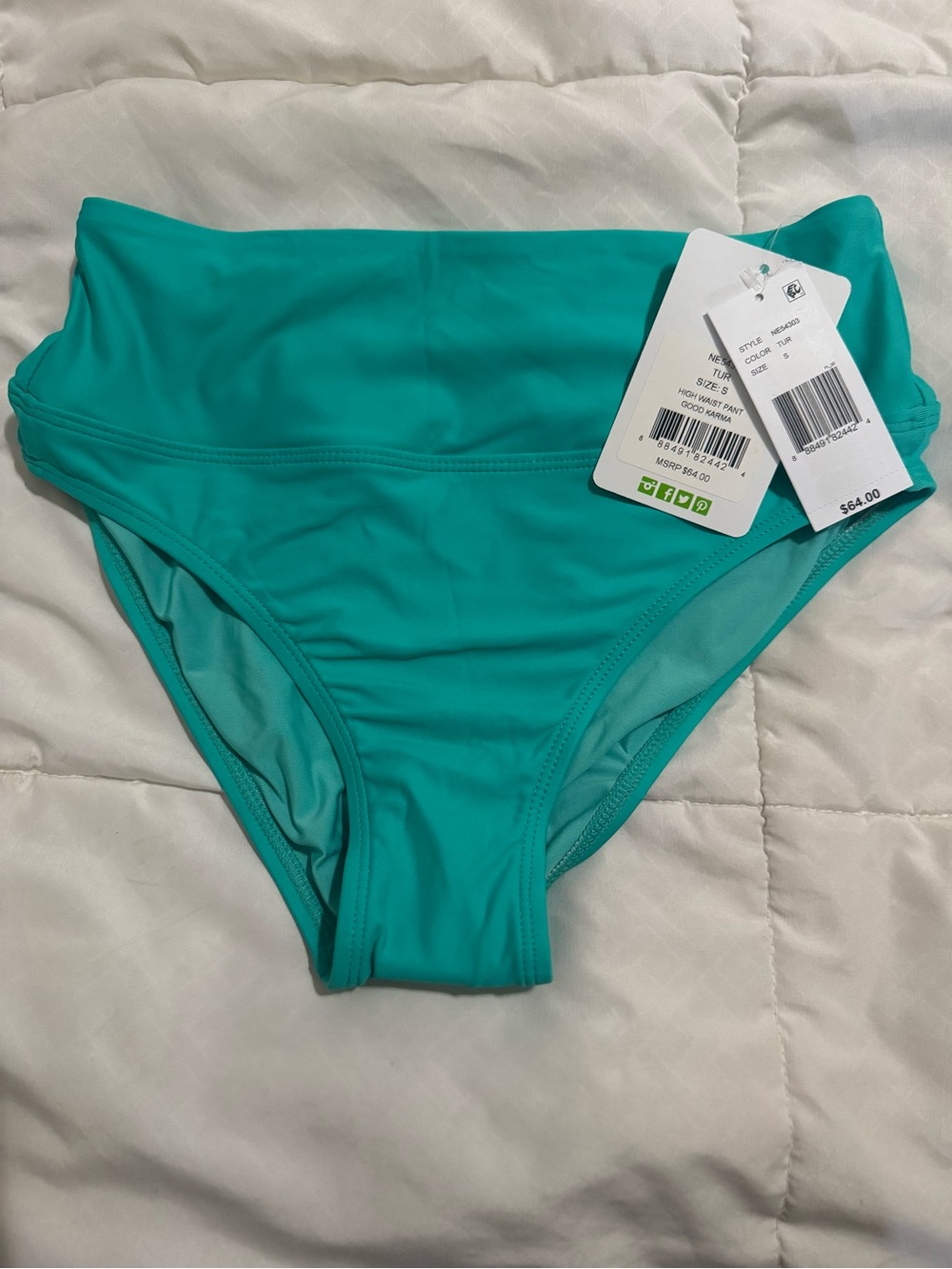 Next by Athena Turquoise High-Waist Bikini Bottoms in Turquoise